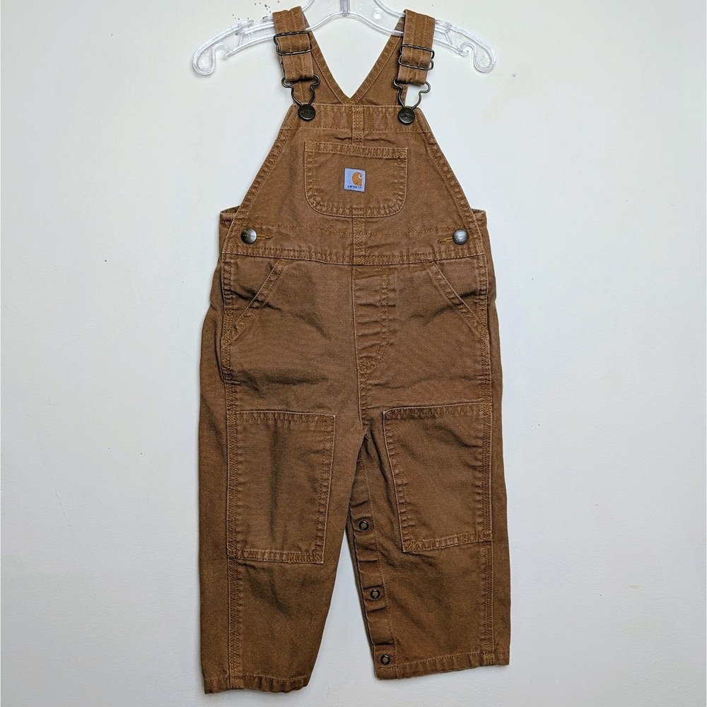 Carhartt‎ Brown Baby Toddler Duck Bib Overalls Double Knee Size 18M Unisex